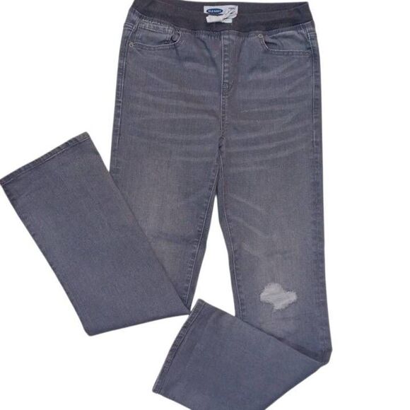 Old Navy Distressed, Slip On Jeans 4 Women Karate Slim With Built-in Flex Max - Picture 3 of 7